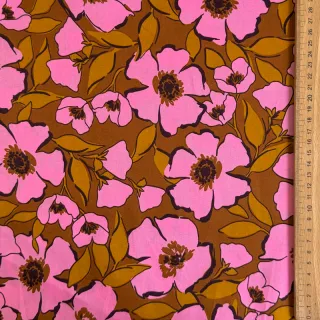 Țesătură din bumbac SATIN Flower Kala caramel