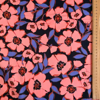 Țesătură din bumbac SATIN Flower Kala navy