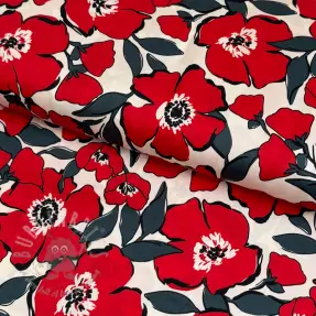 Țesătură din bumbac SATIN Flower Kala offwhite