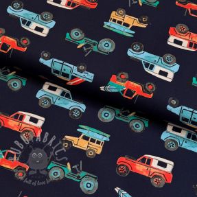 Țesătură din bumbac Cars navy digital print