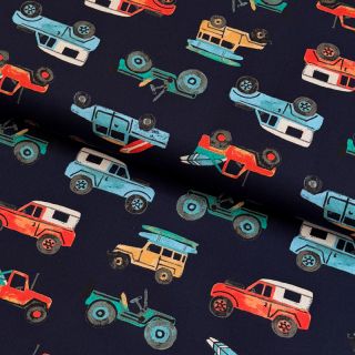 Țesătură din bumbac Cars navy digital print