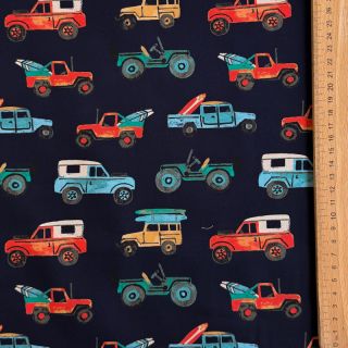 Țesătură din bumbac Cars navy digital print