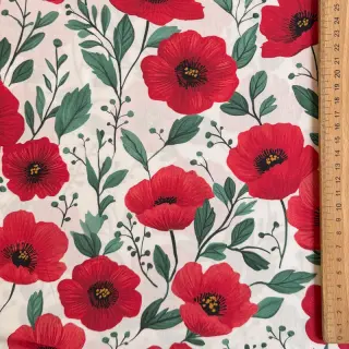 Țesătură din bumbac Poppy offwhite digital print