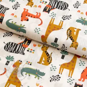Țesătură din bumbac Safari time offwhite digital print