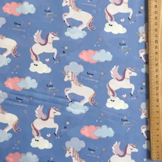 Țesătură din bumbac Unicorns love blue