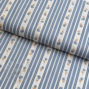Țesătură din bumbac Fine flowers STRIPE blue