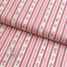Țesătură din bumbac Fine flowers STRIPE pink