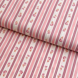 Țesătură din bumbac Fine flowers STRIPE pink