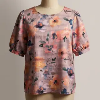 Țesătură din bumbac SATIN Penny flower peach digital print