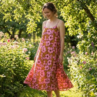 Țesătură din bumbac SATIN Flower Kala caramel