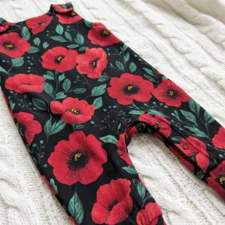 Țesătură din bumbac Poppy black digital print