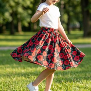 Țesătură din bumbac Poppy black digital print