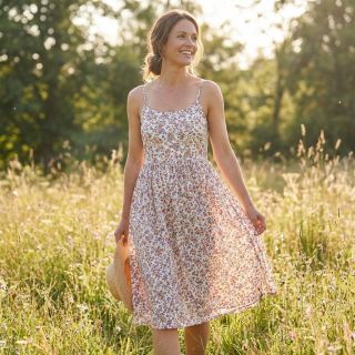 Țesătură din bumbac Simie flowers offwhite digital print