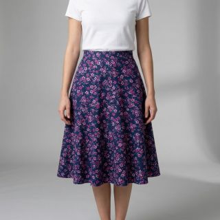 Țesătură din bumbac Simie flowers navy digital print