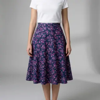 Țesătură din bumbac Simie flowers navy digital print
