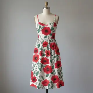 Țesătură din bumbac Poppy offwhite digital print