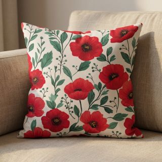 Țesătură din bumbac Poppy offwhite digital print