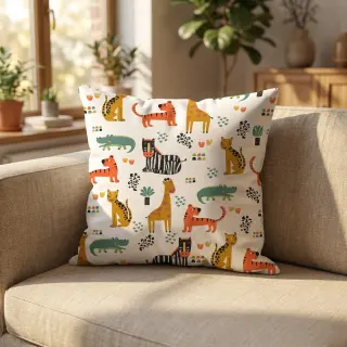 Țesătură din bumbac Safari time offwhite digital print
