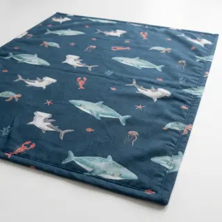 Țesătură din bumbac Sea life petrol digital print