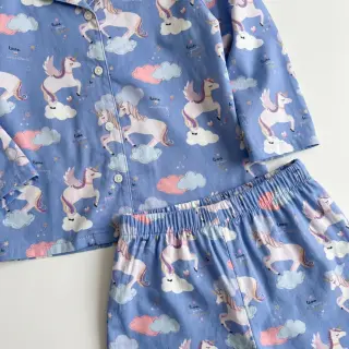 Țesătură din bumbac Unicorns love blue