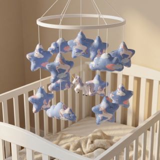 Țesătură din bumbac Unicorns love blue