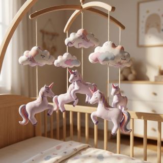 Țesătură din bumbac Unicorns love white