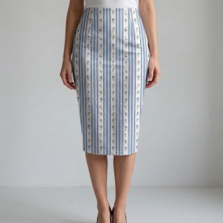 Țesătură din bumbac Fine flowers STRIPE blue