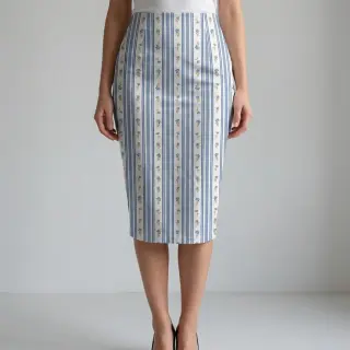Țesătură din bumbac Fine flowers STRIPE blue