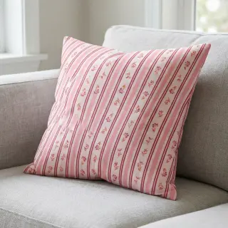 Țesătură din bumbac Fine flowers STRIPE pink