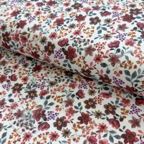 Tricot Flowers burgundy digital print ORGANIC