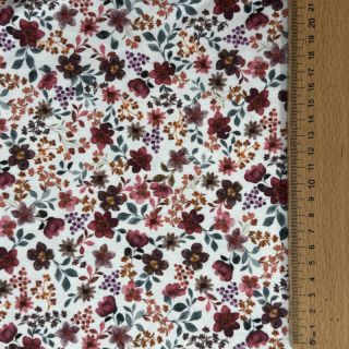 Tricot Flowers burgundy digital print ORGANIC