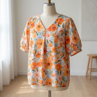 Țesătură din bumbac VOILE Sarah flowers digital print