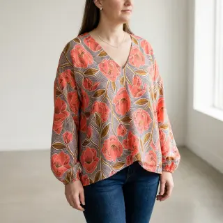 Țesătură din bumbac VOILE Timi flowers