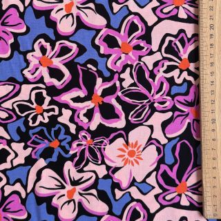 Viscoză STRETCH Flowers Junie black