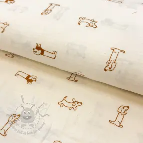 Mușelină EMBROIDERY Dogs ecru
