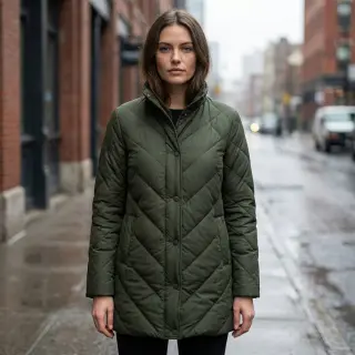 Material textil matlasat ZIG ZAG army green