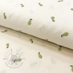 Mușelină EMBROIDERY Fruit green SIMPLY NATURAL