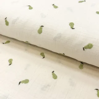 Mușelină EMBROIDERY Fruit green SIMPLY NATURAL
