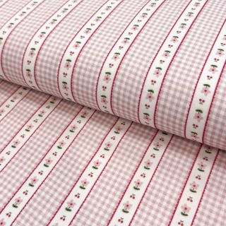 Mușelină Flowers check pink digital print