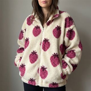 Stofă palton TEDDY JACQUARD Strawberries