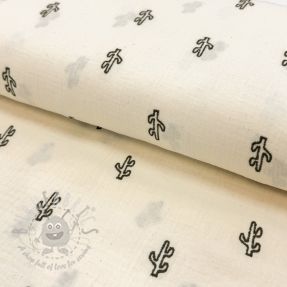 Mușelină EMBROIDERY Cactus natural