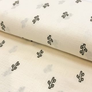Mușelină EMBROIDERY Cactus natural