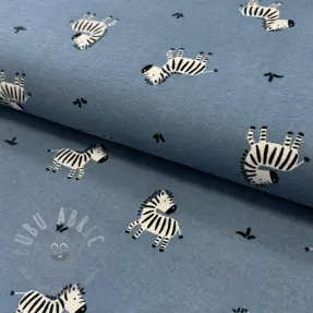 Țesătură din bumbac FLANNEL Zebras blue