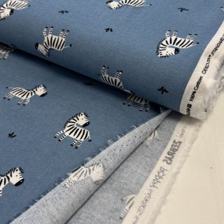 Țesătură din bumbac FLANNEL Zebras blue