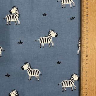 Țesătură din bumbac FLANNEL Zebras blue