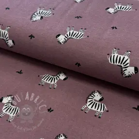 Țesătură din bumbac FLANNEL Zebras mauve