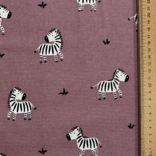 Țesătură din bumbac FLANNEL Zebras mauve