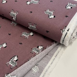 Țesătură din bumbac FLANNEL Zebras mauve