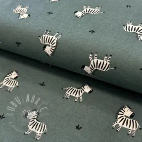 Țesătură din bumbac FLANNEL Zebras green