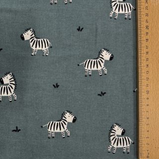 Țesătură din bumbac FLANNEL Zebras green